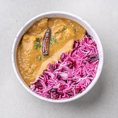 Mangalorean Fish Curry with Beetroot Rice